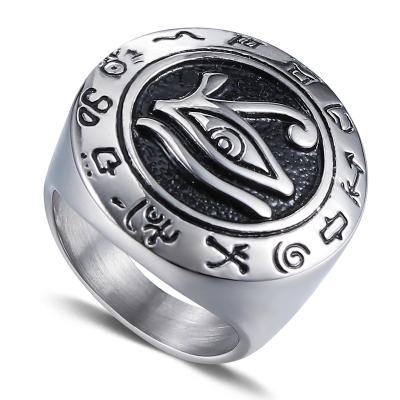 China Punk Factory In Stock Vintage Eye Of Horus Mens Jewelry Stainless Steel Egypt Punk Party Rings for sale