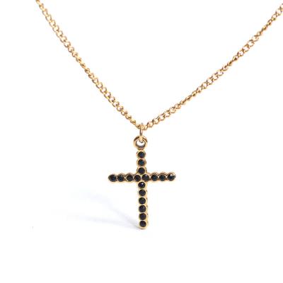 China Hot Selling Hiphop Nice Stainless Steel Cross Pendant CZ Stones Women Men Jewelry Chain Necklace for sale