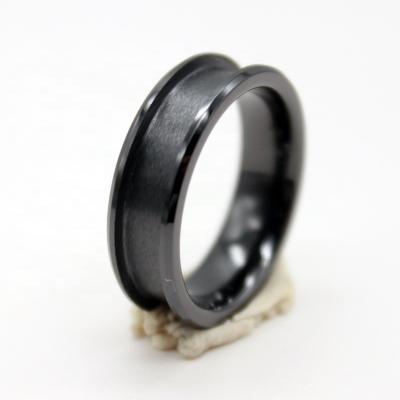 China Wholesale 6mm CLASSIC Ceramic Couples Ring Blank White Black Cubic Zirconia Jewelry Minimalist Ring for sale