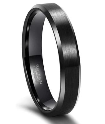 China CLASSIC 14 Carbide Beveled Ring Matte Silver Wedding Band Tungsten Edge Engraved 4mm Women 3mm Men I Love You for sale