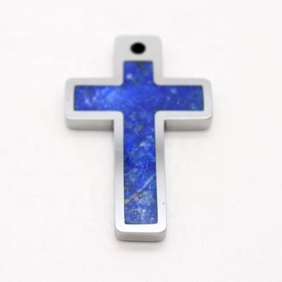 China Hiphop fashion lapis lazuli tungsten carbide jewelry wholesale cross pendant necklace for sale