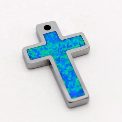 China Carbide Punk Material Cross Hiphop Tungsten Hip Hop Pendant Necklace With Natural Opal for sale