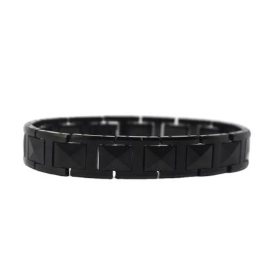 China Electroplating Punk Germanium Black Fashion Product Factory Product Factory Therapy Tungsten Carbide Bio Magnetic Bracelet for sale