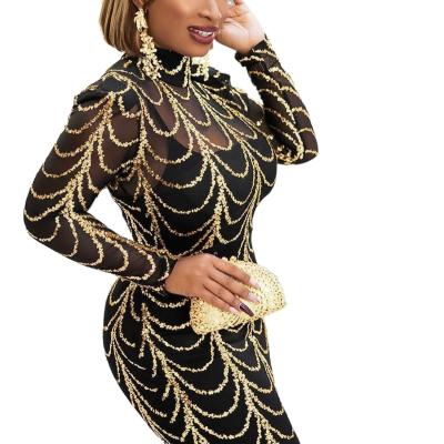 China New Arrival Sustainable African Women Long Sleeve O-Neck Long Sleeve Dress African Dresses For Women for sale