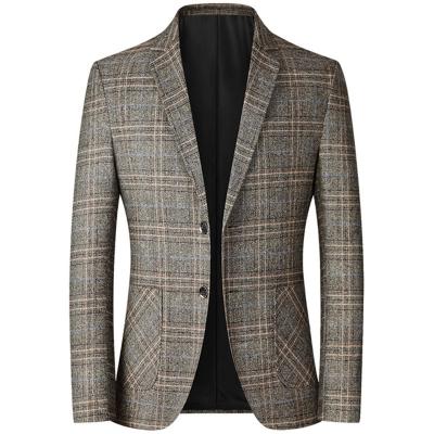 China Breathable Plaid Blazer Mens Business Casual Dress British Printed Wedding Blazer for sale