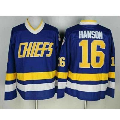 China Shirts & Complete Blue Tank Top 16# 17# 18# Hanson Brothers Charlestown Chiefs Hockey 16# Ice Hockey Jersey for sale