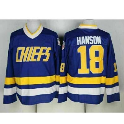 China Shirts & Complete Blue Tank Top 16# 17# 18# Hanson Brothers Charlestown Chiefs Hockey 18# Ice Hockey Jersey for sale