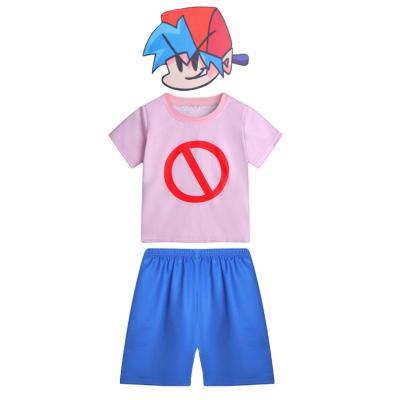 China New Game Polyester Friday Night Funkin Cosplay Costume FNF WHITTY Kids Short Sleeve T-shirt Shorts Set Kids Tops Halloween Outfits for sale