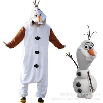 China Cartoon Animals One Piece Pajamas Snowman Kids Polyester Flannel Pajamas Olaf Snow Monster Frozen Costume for sale