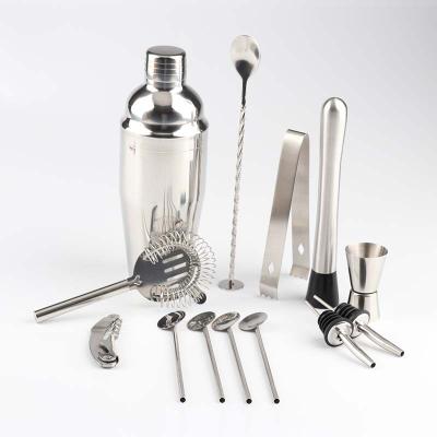 China 14PCS Cocktail Shaker Set Bartender Kit 750ML Viable Stainless Steel Martini Mixer, Messy Person, Mixing Spoon, Small Measure, 2 for sale