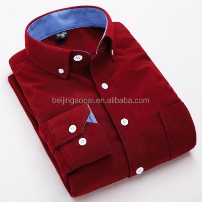 China New Style Anti-pilling Solid Color Custom Design Pattern Men Casual Corduroy Shirt for sale