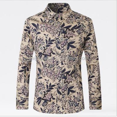 China Anti-pilling New Design Sea Island Men's Cotton Plus Size 4XL 5XL Mens Floral Printing Causal Shirt for sale