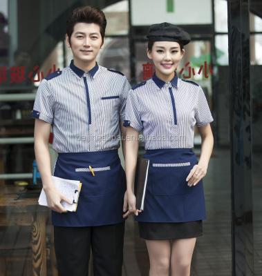 China restaurant & Bar Top+Apron Fashion Customized Chinese Type Hotel Restaurant Staff Waitress Waiter Uniform Design for sale