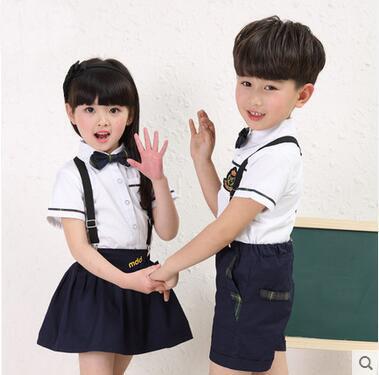 China Chinese supply customized children's simple short short school uniform new models school uniform factory primary cotton sleeve poplin for sale