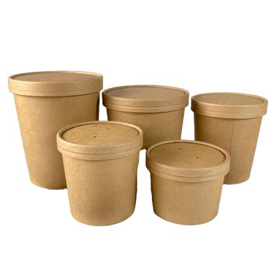 China Recycled Materials Logo Printed Disposable Brown Kraft Custom Paper Cup For Soup Packaging for sale