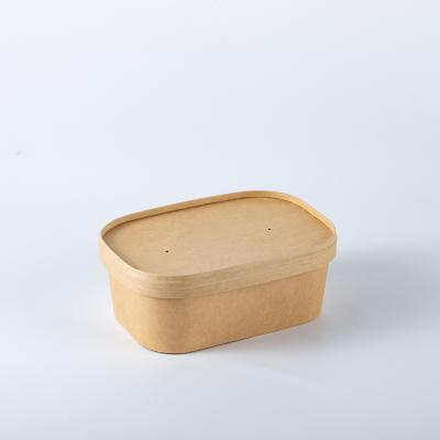 China Rectangular Food Craft Box Soup Rectangle Biodegradable Paper Lunch Supply Bowl for sale