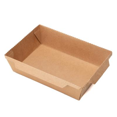 China Recycled Biodegradable Materials Food Packaging Brown Kraft Paper Lunch Box With Lid for sale