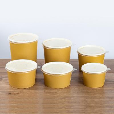 China Craft Disposable Disposable Hot Soup Cup Box Deep Biodegradable Paper Lunch Bowl for sale