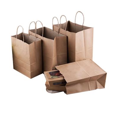 China Disposable Paper Bags With Handles Custom Logo Printed Check Twist Handle Strong Brown Paper Bags for sale