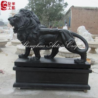 China Western Porcelain Black Lion Marble Statue For Sale for sale