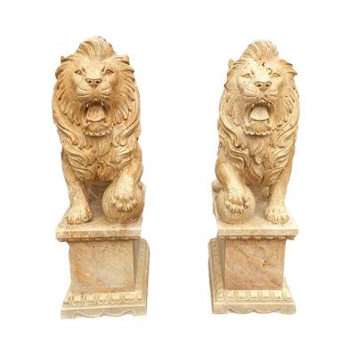 China Asian Hand-carved Majestic Stone Lion Statue For Sale for sale