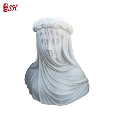 China Western Interior Decoration Marble Veiled Virgin Statue Bust for sale