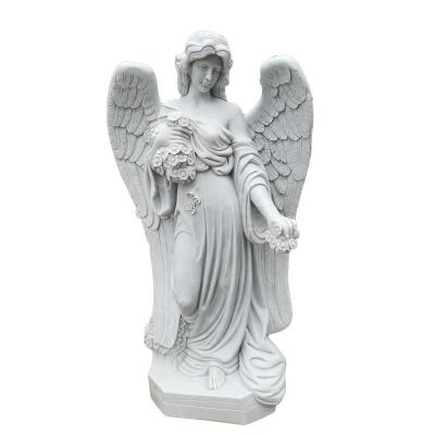 China Large Western EUROPEAN Hand Carved White Marble Angel Statue With Wings for sale