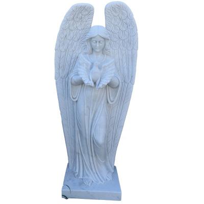 China EUROPEAN Decorative White Marble Carved Large Angel Statue With Wings for sale