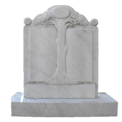 China Modern Custom Hand Carved White Marble Granite Tree Headstone For Sale for sale