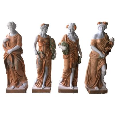 China Modern Outdoor Garden Decorated Natural Marble Sculptures Four Seasons Gods Statues for sale