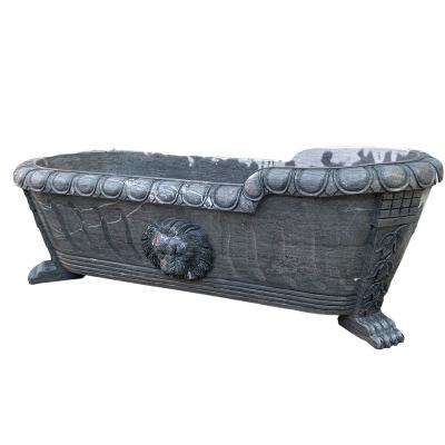 China Freestanding Customized Hot Selling Natural Bathroom Tubs Marble Spa Bathtub With Lions Head for sale