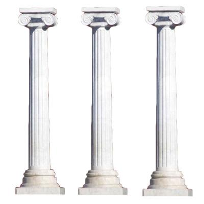 China Solid Exterior Architectural Natural Beige Marble Stone Carved Marble Columns for sale