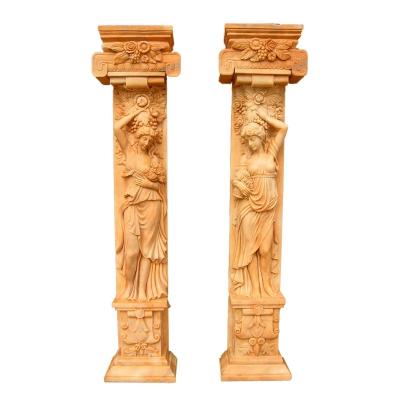 China 2019 solid new design marble pillar with women statue for sale