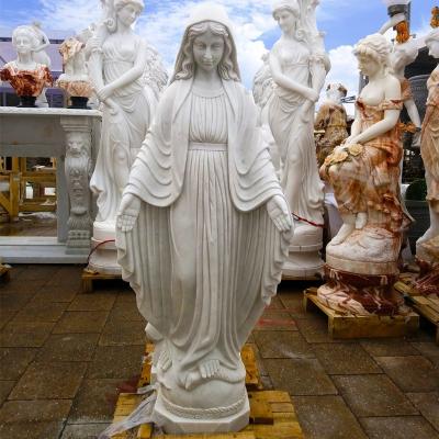 China ORIENTAL Life Size Religion Virgin Mary White Marble Statue for sale