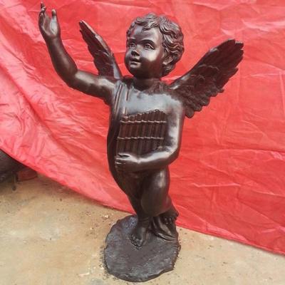 China Antique Europe Home Decor Boy Angel Child Figure With Wing Bronze Sculpture For Sale for sale