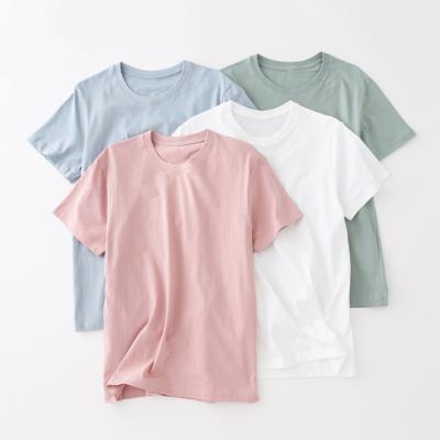 China New Summer Breathable 100% Cotton T-shirt For Women Casual O-neck T-shirt Quality Solid Color Breathable Quick Dry Tees for sale