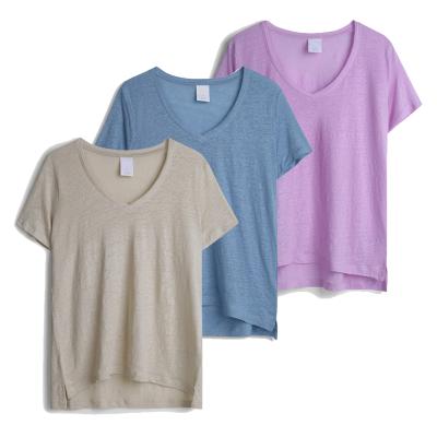 China Summer Breathable Women Short Sleeve T-shirt Casual Quick Dry Women's Breathable T-shirt V-Neckline for sale