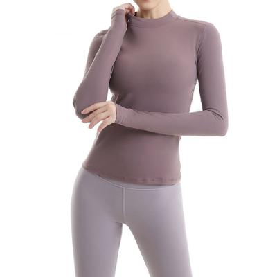 China Breathable T-shirt Sportswear Women Long Sleeve Yoga Shirt Sport Tops Fitness Workout Apparel Breathable Yoga Tops for sale