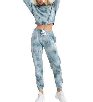 China Custom Ladies Casual Suits Set Breathable Tracksuits Sweat Suit Womens Tie Dye 2 Pieces Set Tracksuits Tracksuits for sale