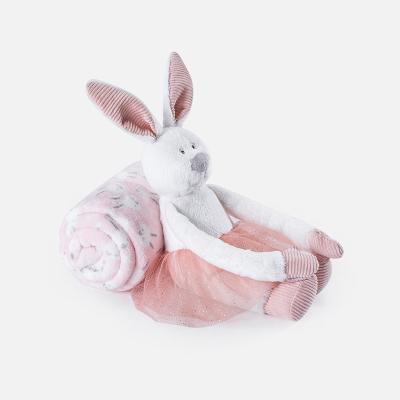 China OEM Anti-pilling Organic Cartoon Soft Blankets Comfort Rabbit Animal Shape Toy 2 in 1 Safety Plush Baby Blanket for sale