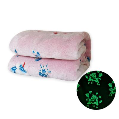 China Fuzzy Fluffy Plush Furry Premium Super Soft Fleece PASSIONATE Unicorn Glow in the Dark Throw Blanket for Kids for sale