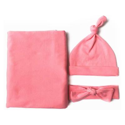 China Wholesale Organic HOT Cotton 3 Pack Muslim Wrap Blankets With Hat And Headband for sale