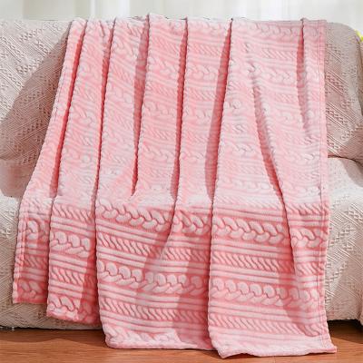 China Non-Toxic Textured Flannel Fleece Blanket in Solid Color Lightweight Throws Warm and Cozy for sale