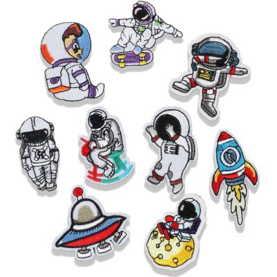 China Other Astronaut Space Set Computer Embroidery Fabric Accessories Cartoon High Quality Iron On Decorative Embroidery Patches for sale