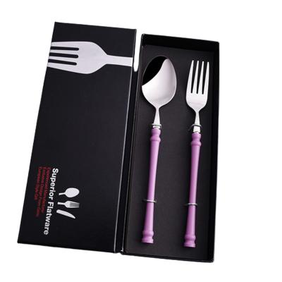 China Hot-selling Luxury Creative Viable Tableware Spoon Fork Chopsticks With Plastic Handle Western Tableware Spoon Fork Chopsticks for sale