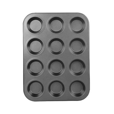 China Sustainable Hot-selling Round 6 Holes 12 Holes Non-Stick Cake Mold Flat Bottom Roll Baking Cup Baking Tray Home Oven Bakery Molds for sale