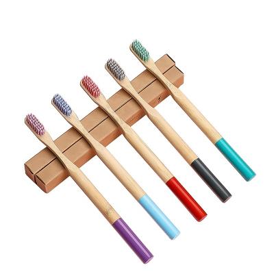 China 100% Disposable Natural Spiral Bamboo Toothbrush Eco-Friendly Bamboo Bristle Charcoal Bristle Waterproof Bottom Paint Toothbrush 100% Disposable for sale