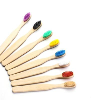 China Children Wholesale Bamboo Toothbrush Kids Toothbrushes Available Natural Bamboo Laser LOGO Soft Round Tail Custom for sale