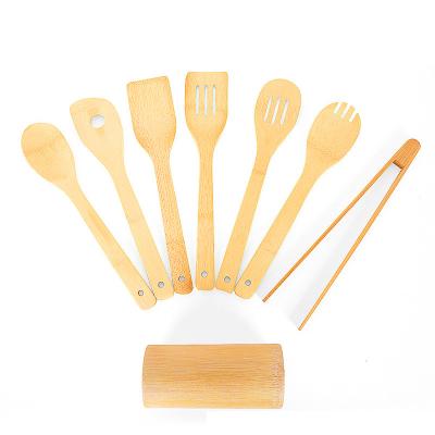 China LOGO Bamboo Tableware Sustainable Wholesale Custom Tableware Set of 8 Pieces Tableware Spoon Fork Washable Recycled Bamboo Knife Set Eco-Friendly for sale