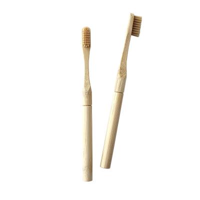 China New Style Disposable Round Bamboo Disposable Interchangeable Adapter Adapter Handle Bamboo Toothbrush Disposable Toothbrush for sale